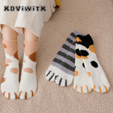 Fashion Womens Cats Paw Stripe Socks
