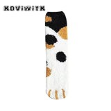 Fashion Womens Cats Paw Stripe Socks